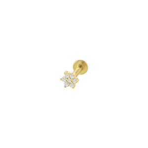 Zircon Flower 925 Silver Cartilage Stud Earrings Women