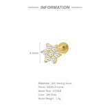 Zircon Flower 925 Silver Cartilage Stud Earrings Women