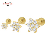 Zircon Flower 925 Silver Cartilage Stud Earrings Women