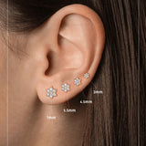 Zircon Flower 925 Silver Cartilage Stud Earrings Women