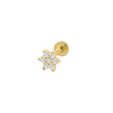 Zircon Flower 925 Silver Cartilage Stud Earrings Women