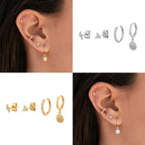 Lightning Flower Sun Earrings for Women Zircon Piercing Hoops Y2K Jewelry