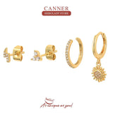 Lightning Flower Sun Earrings for Women Zircon Piercing Hoops Y2K Jewelry