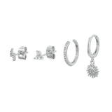 Lightning Flower Sun Earrings for Women Zircon Piercing Hoops Y2K Jewelry