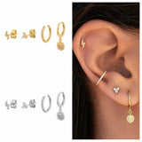 Lightning Flower Sun Earrings for Women Zircon Piercing Hoops Y2K Jewelry
