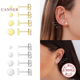 4Pcs/Set 925 Sterling Silver Earrings Triangle Star Studs Jewelry Piercing Gift