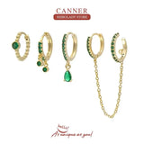Green Jade Silver 925 Drop Earrings Women Piercing Jewelry