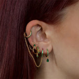 Green Jade Silver 925 Drop Earrings Women Piercing Jewelry