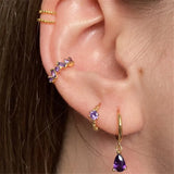 4Pcs Purple Zirconia Stud Earrings Set for Women