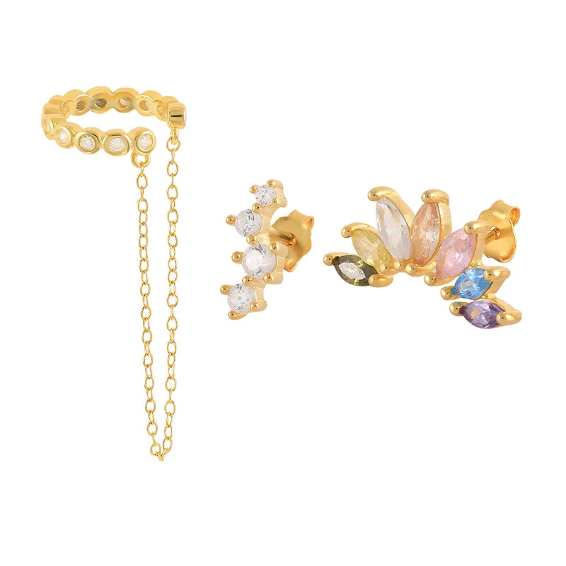 4Pcs Purple Zirconia Stud Earrings Set for Women