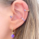 4Pcs Purple Zirconia Stud Earrings Set for Women