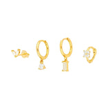 Square Zircon 925 Sterling Silver Hoop Earring Crystal Wedding Party