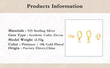 Square Zircon 925 Sterling Silver Hoop Earring Crystal Wedding Party