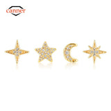 Star Moon Silver Plated Earring Set Stud Girl Fine Jewelry Wedding Accessory