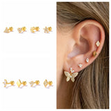 Star Moon Love Earrings Sterling Silver Piercing Stud Earrings