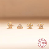 Star Moon Love Earrings Sterling Silver Piercing Stud Earrings