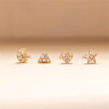 Star Moon Love Earrings Sterling Silver Piercing Stud Earrings