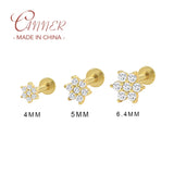 925 Silver CZ Star Stud Earring 1pc
