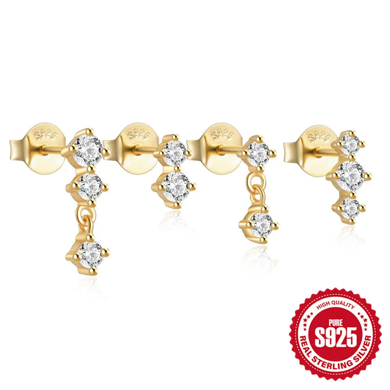 S925 Sterling Silver Zircon Stud Earrings Set for Women