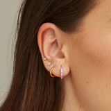 Colorful Enamel 925 Silver Hoop Earrings Piercing