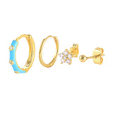 Colorful Enamel 925 Silver Hoop Earrings Piercing