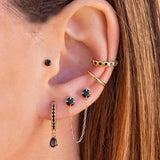 925 Sterling Silver Zircon Flower Ear Cuff Clip Earrings