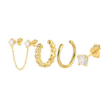 925 Sterling Silver Zircon Flower Ear Cuff Clip Earrings