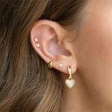 925 Silver Cubic Zirconia Ear Stud Earrings Small Geometric Piercing