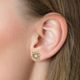 Rose 925 Sterling Silver Flower Earrings Zirconia Bridal Wedding Jewelry