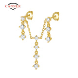 CZ 925 Silver Chain Charms Stud Earrings for Women