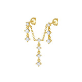 CZ 925 Silver Chain Charms Stud Earrings for Women