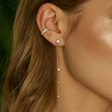 Zircon 925 Silver Long Chain Piercing Stud Earrings for Women
