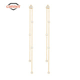 Zircon 925 Silver Long Chain Piercing Stud Earrings for Women