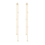 Zircon 925 Silver Long Chain Piercing Stud Earrings for Women