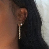 Zircon Long Chain Stud Earrings 925 Silver Plating Women E