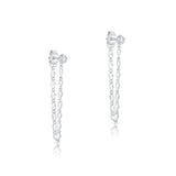 Zircon Long Chain Stud Earrings 925 Silver Plating Women E