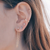 Zircon Long Chain Stud Earrings 925 Silver Plating Women E