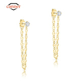 Zircon Long Chain Stud Earrings 925 Silver Plating Women E
