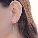 Zircon Long Chain Stud Earrings 925 Silver Plating Women E