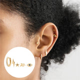5Pcs Y2K Snake Eye Lightning Earrings Piercing Stud Jewelry