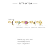 S925 Colorful Zircon Star Moon Stud Earrings Set