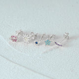 S925 Colorful Zircon Star Moon Stud Earrings Set
