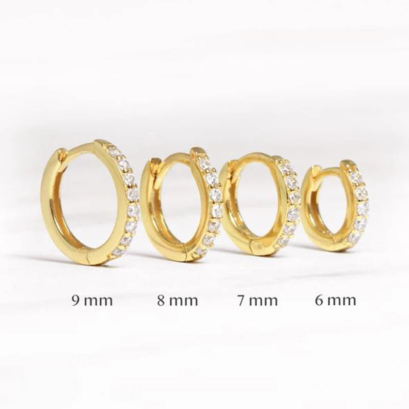 925 Silver Hoop Earrings 18K Zircon Wedding Party Circle Earring Aros