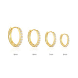 7-9mm Round Zircon Earrings 925 Sterling Silver Piercing Hoops Gift Jewelry