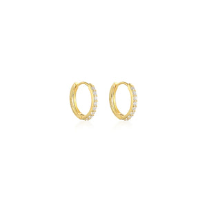 7-9mm Round Zircon Earrings 925 Sterling Silver Piercing Hoops Gift Jewelry
