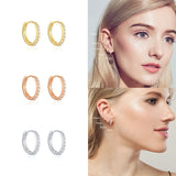 7-9mm Round Zircon Earrings 925 Sterling Silver Piercing Hoops Gift Jewelry