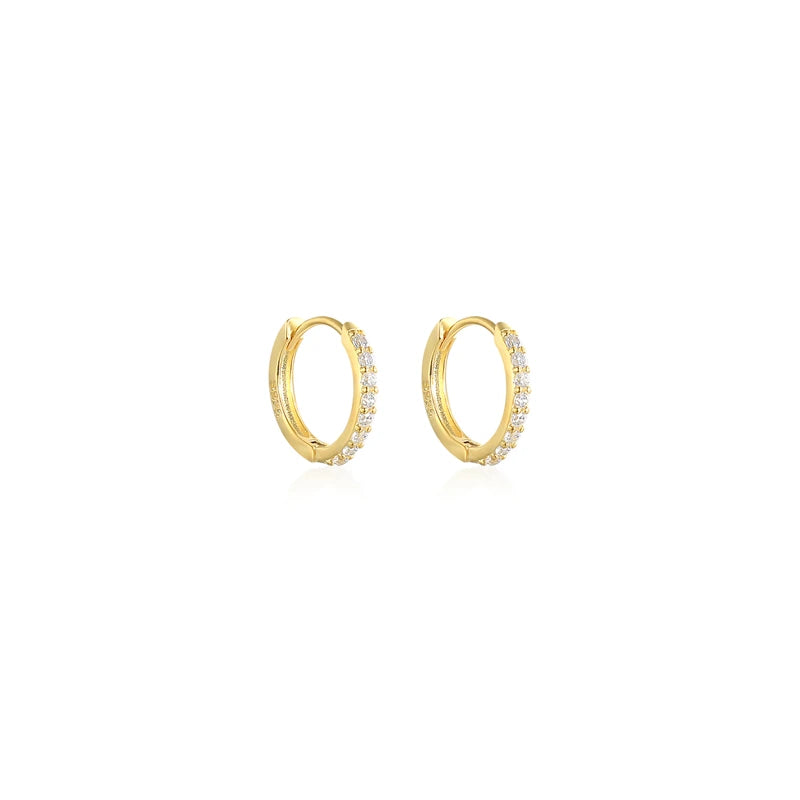 7-9mm Round Zircon Earrings 925 Sterling Silver Piercing Hoops Gift Jewelry