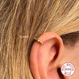 925 Silver CZ Zircon Hoop Earrings, Women Round Piercing Earings