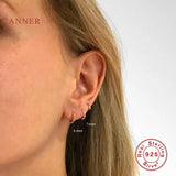 6 7 8mm Zircon Earrings 925 Silver Hoops Fine Jewelry