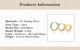 925 Silver Hoop Earrings Blue/White Opal Huggie